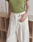 17q24 Basic wool-blend khaki shorts with elastic waist