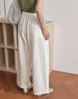 17q24 Basic wool-blend khaki shorts with elastic waist