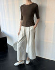 17q24 Basic wool-blend khaki shorts with elastic waist