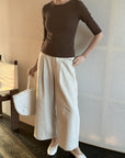 17q24 Basic wool-blend khaki shorts with elastic waist