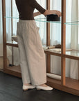 17q24 Basic wool-blend khaki shorts with elastic waist
