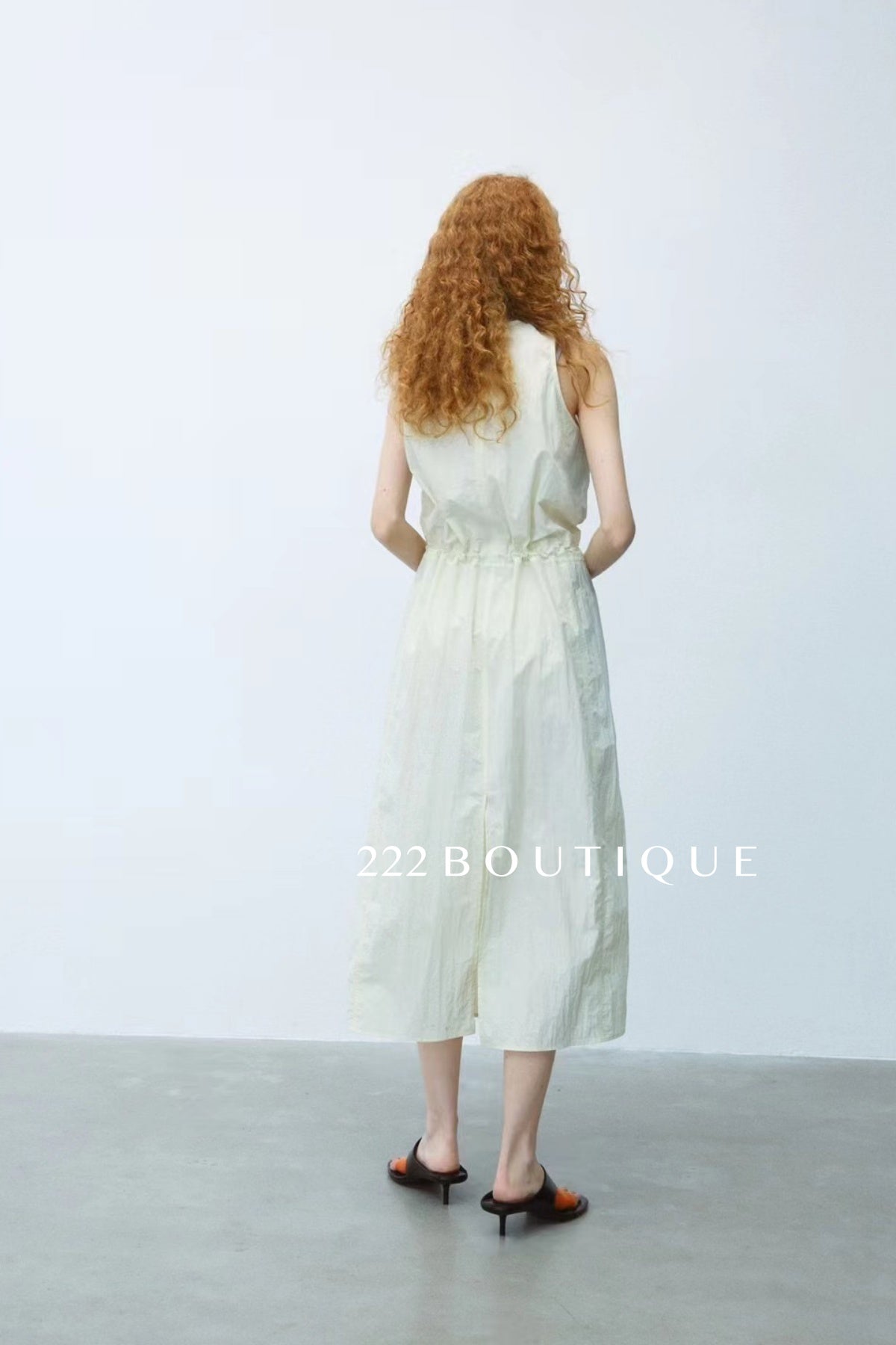 15v15 Drawstring waist midi dress – crisp and breathable