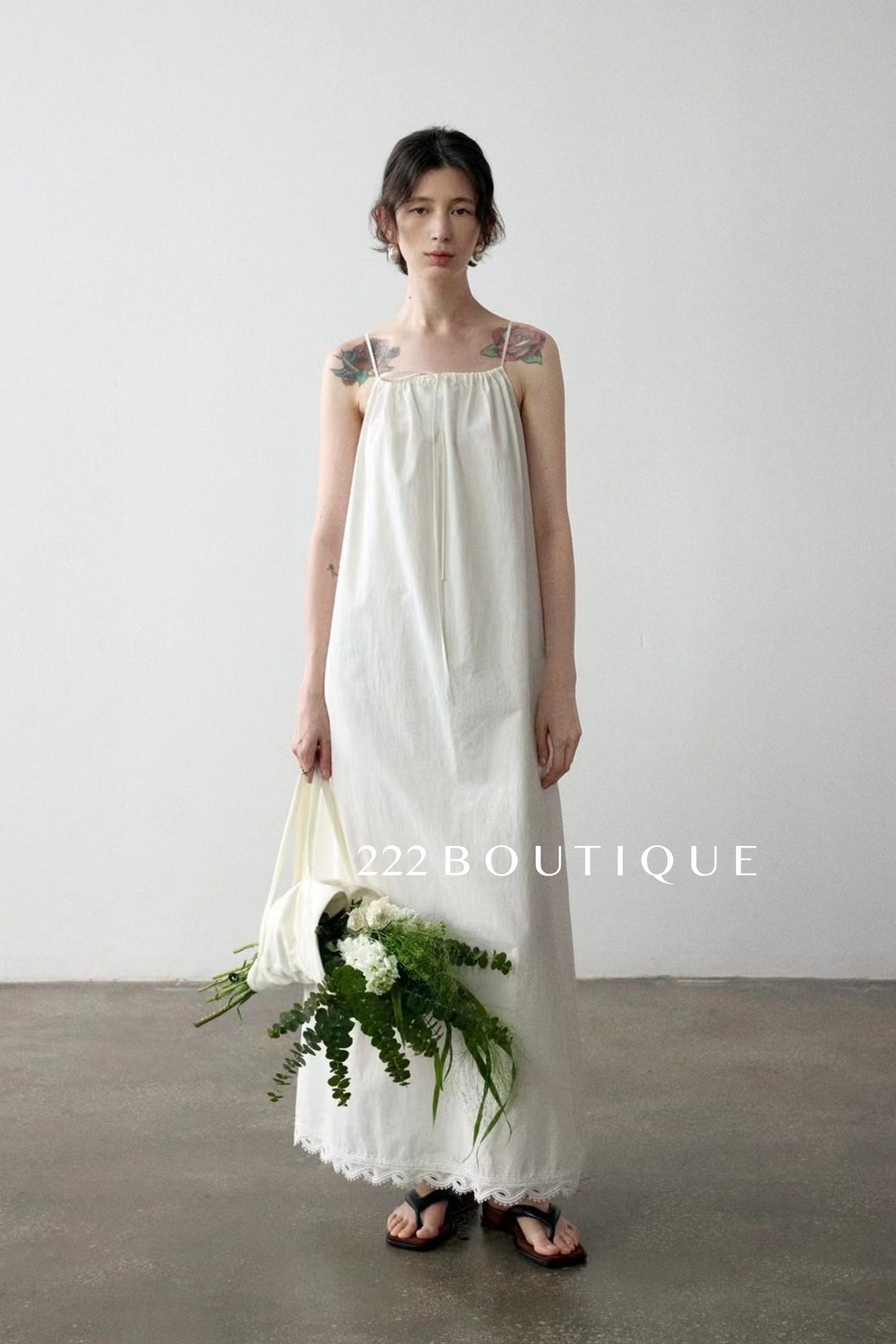 15v16 Lace-trim cami dress – soft, flowy, adjustable