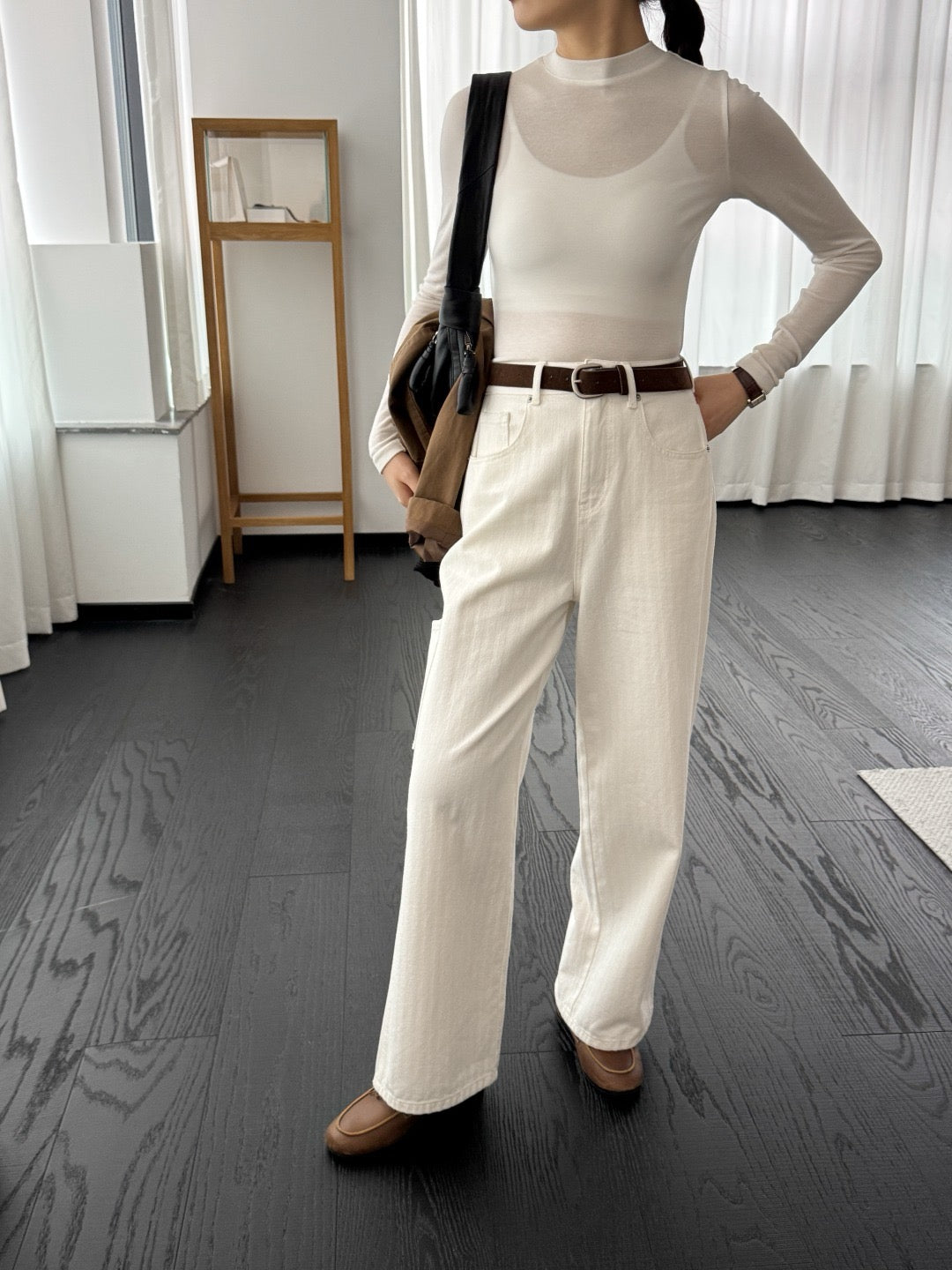 17a37 Basic fitted long-sleeve top in cashmere-cotton