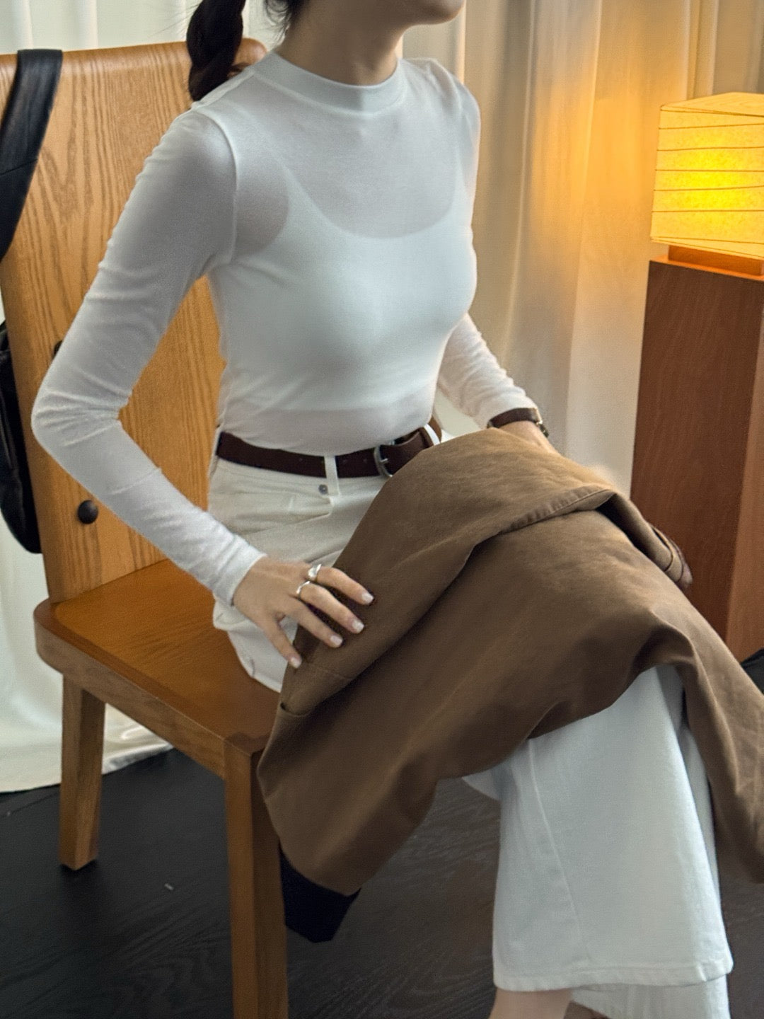 17a37 Basic fitted long-sleeve top in cashmere-cotton