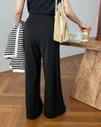 17q26 Basic straight-leg cotton-poly trousers