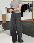 17q26 Basic straight-leg cotton-poly trousers