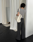 17q26 Basic straight-leg cotton-poly trousers
