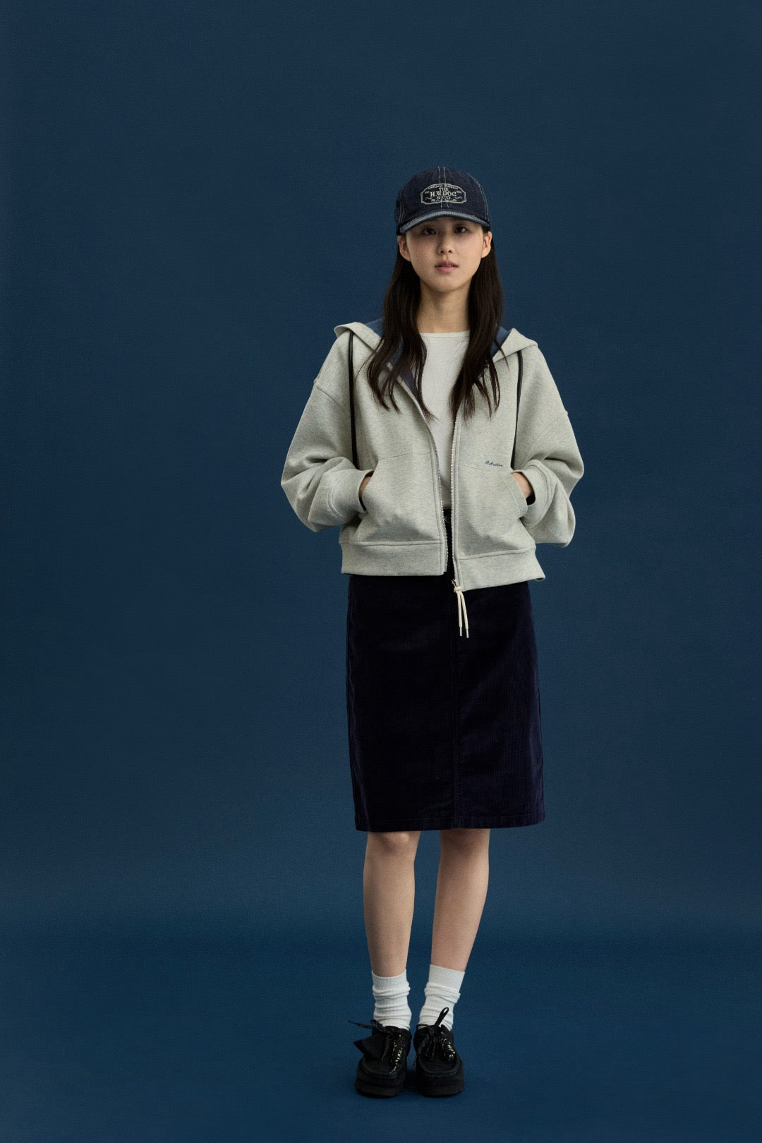 17v2 Corduroy midi skirt