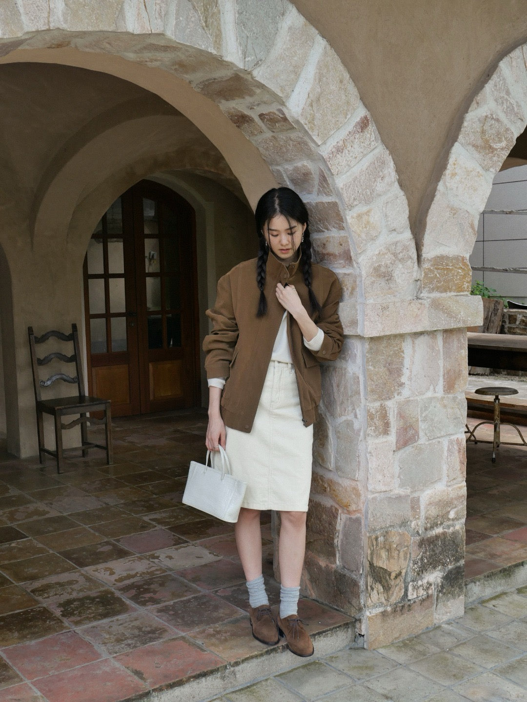 17a39 Long leather coat