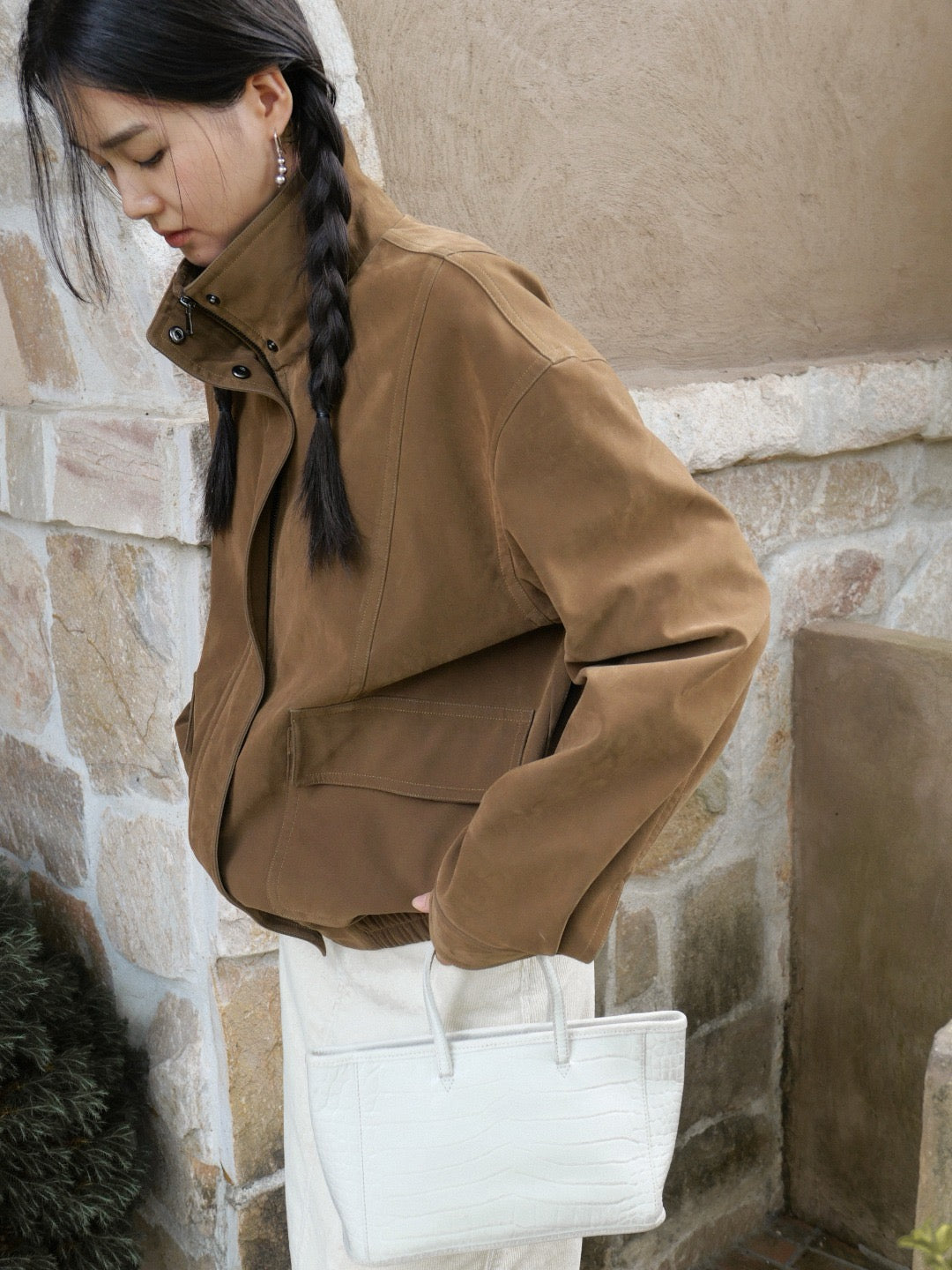 17a39 Long leather coat