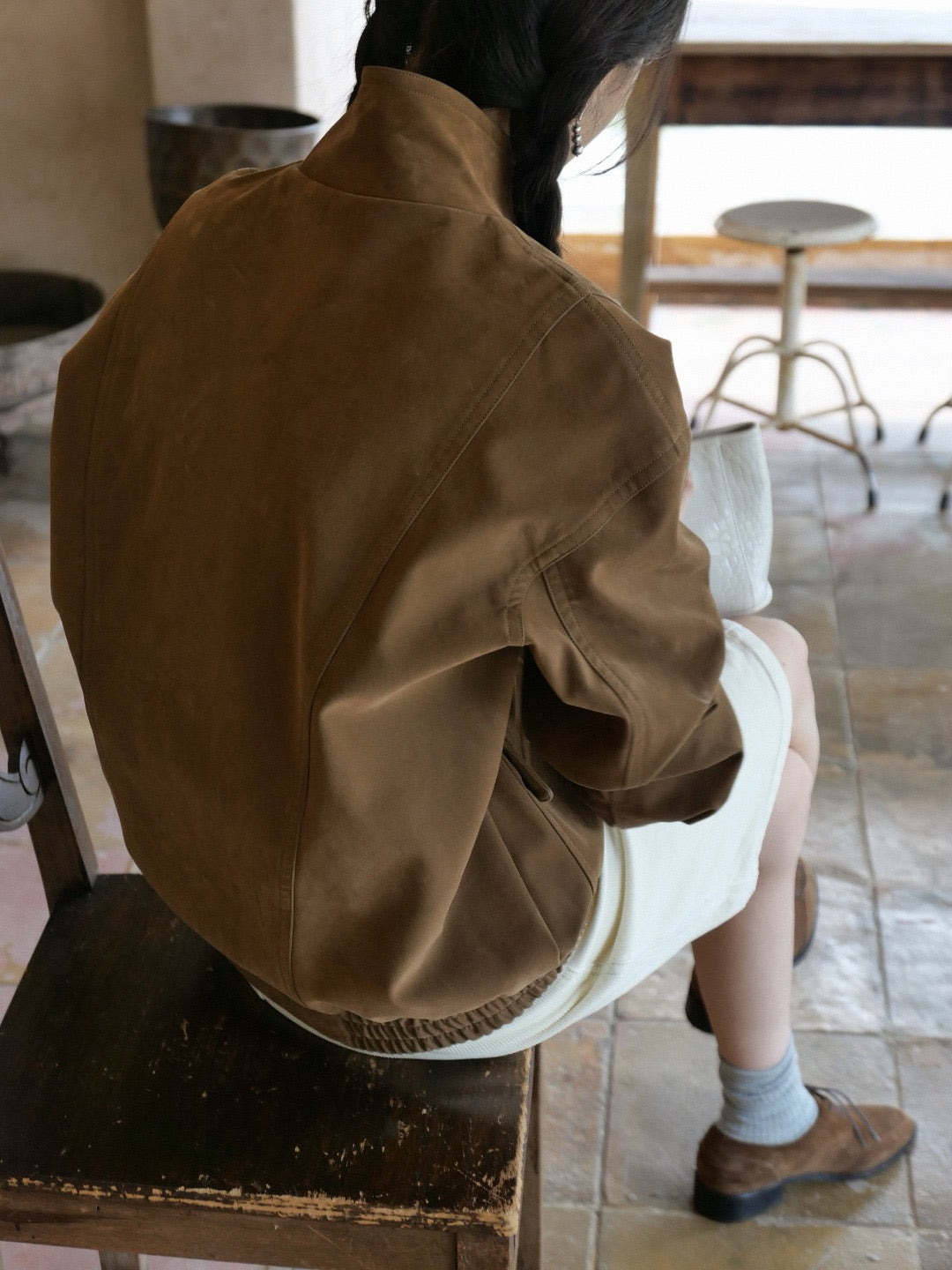 17a39 Long leather coat