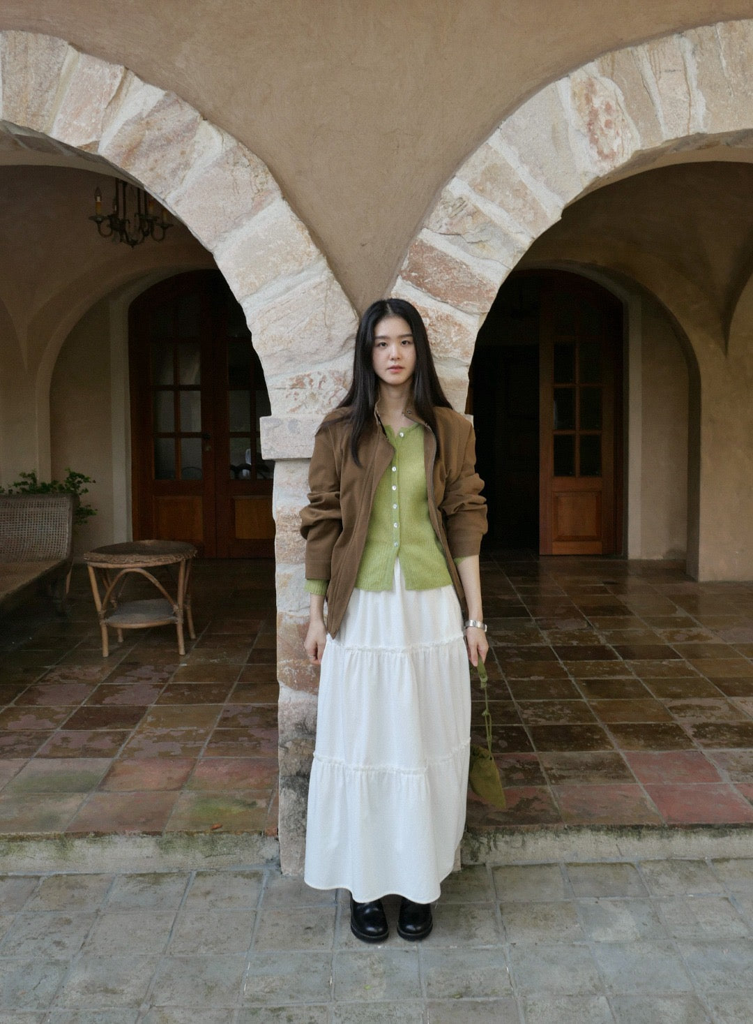 17a39 Long leather coat