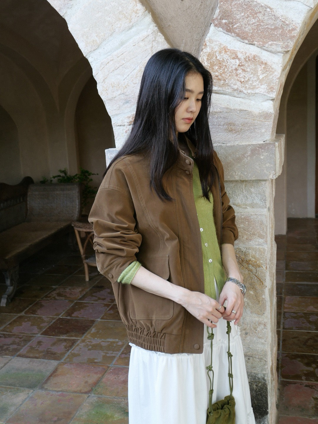 17a39 Long leather coat