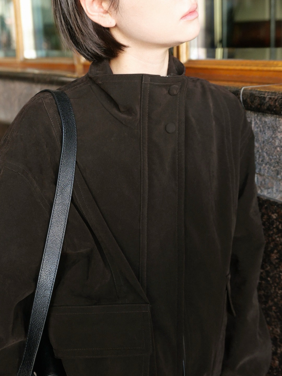 17a39 Long leather coat