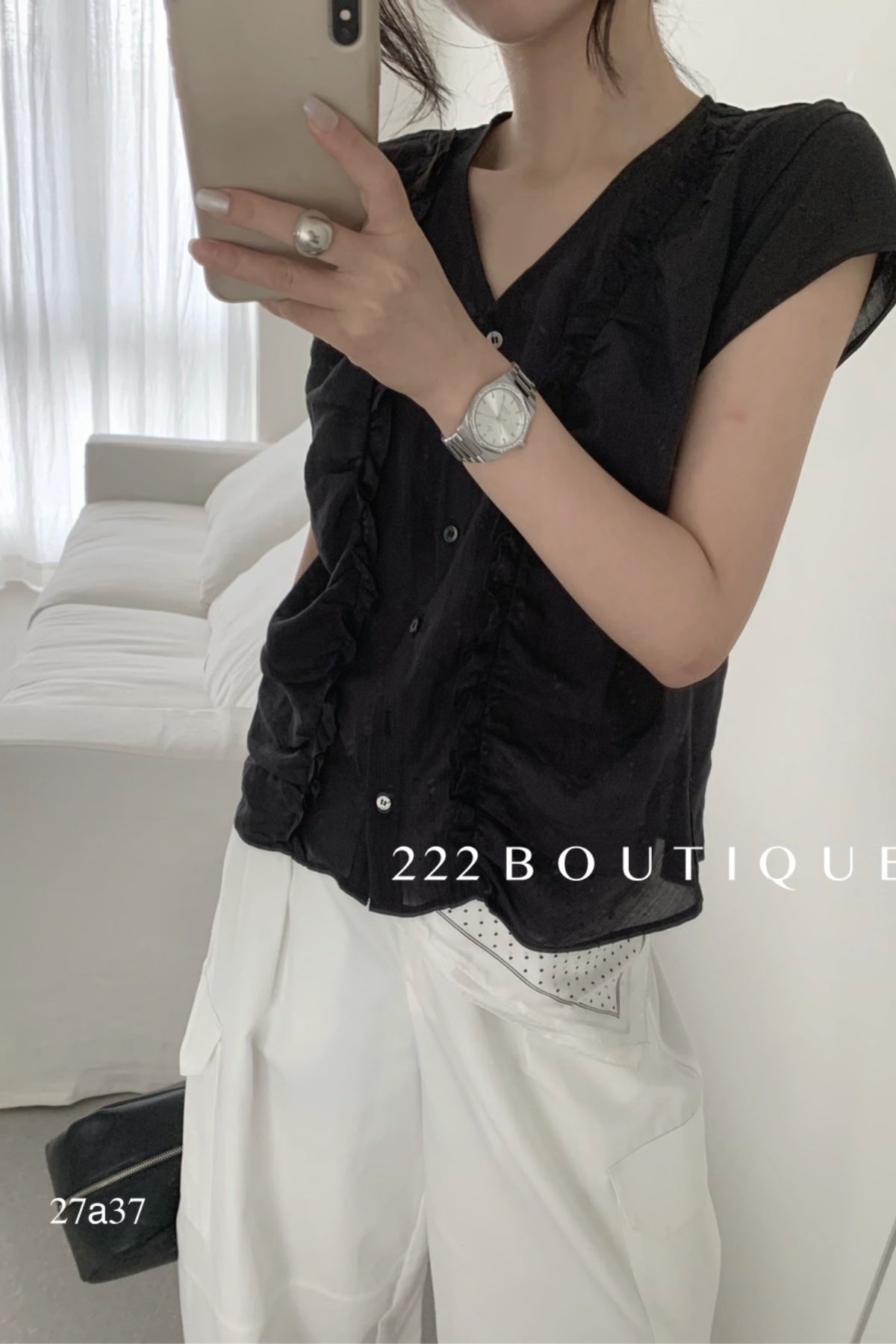 SHEER RUFLE TOP 27A37