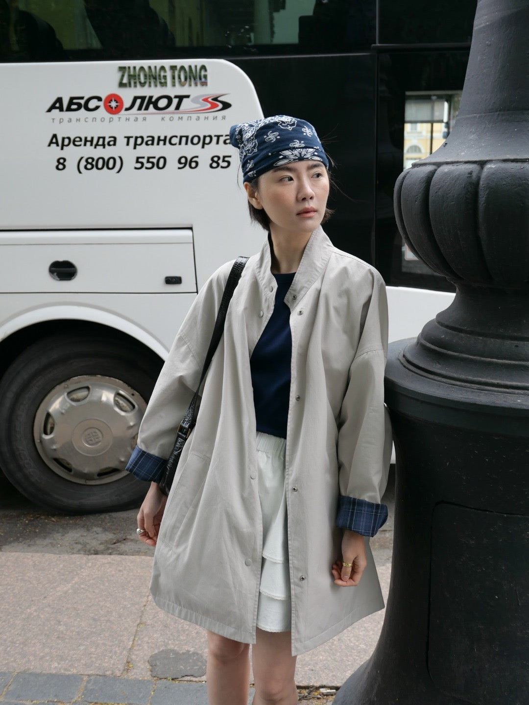 17a48 222 Boutique trench coat with check lining