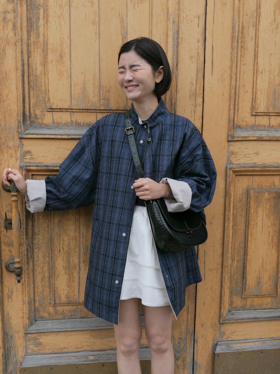 17a48 222 Boutique trench coat with check lining