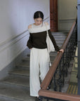 17A28 Off-shoulder Mongtoghi cashmere top with button detail