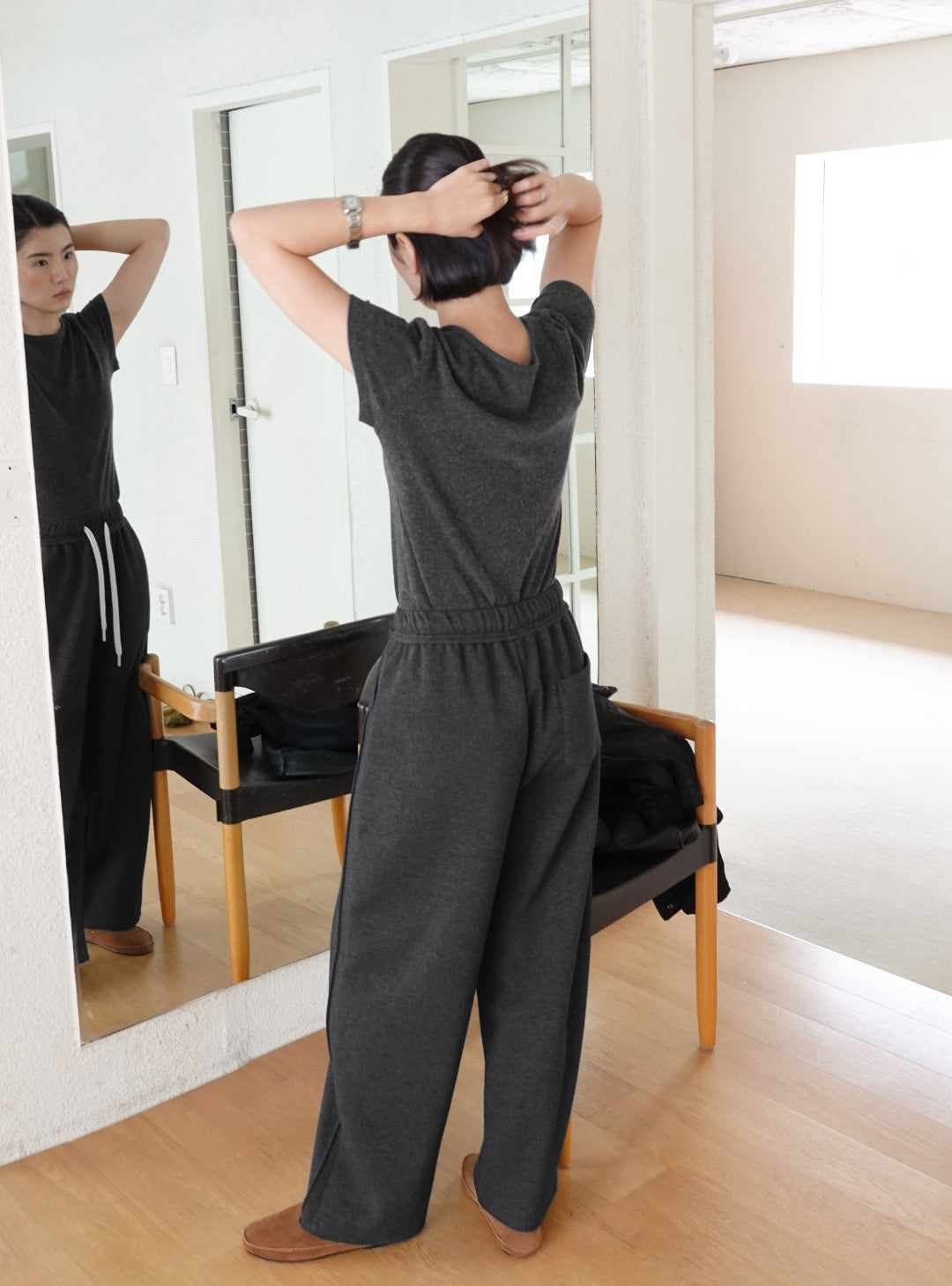 17q22 Basic cotton trousers with elastic waist