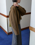 17a22 Short leather jacket with stand collar