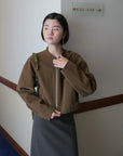17a22 Short leather jacket with stand collar