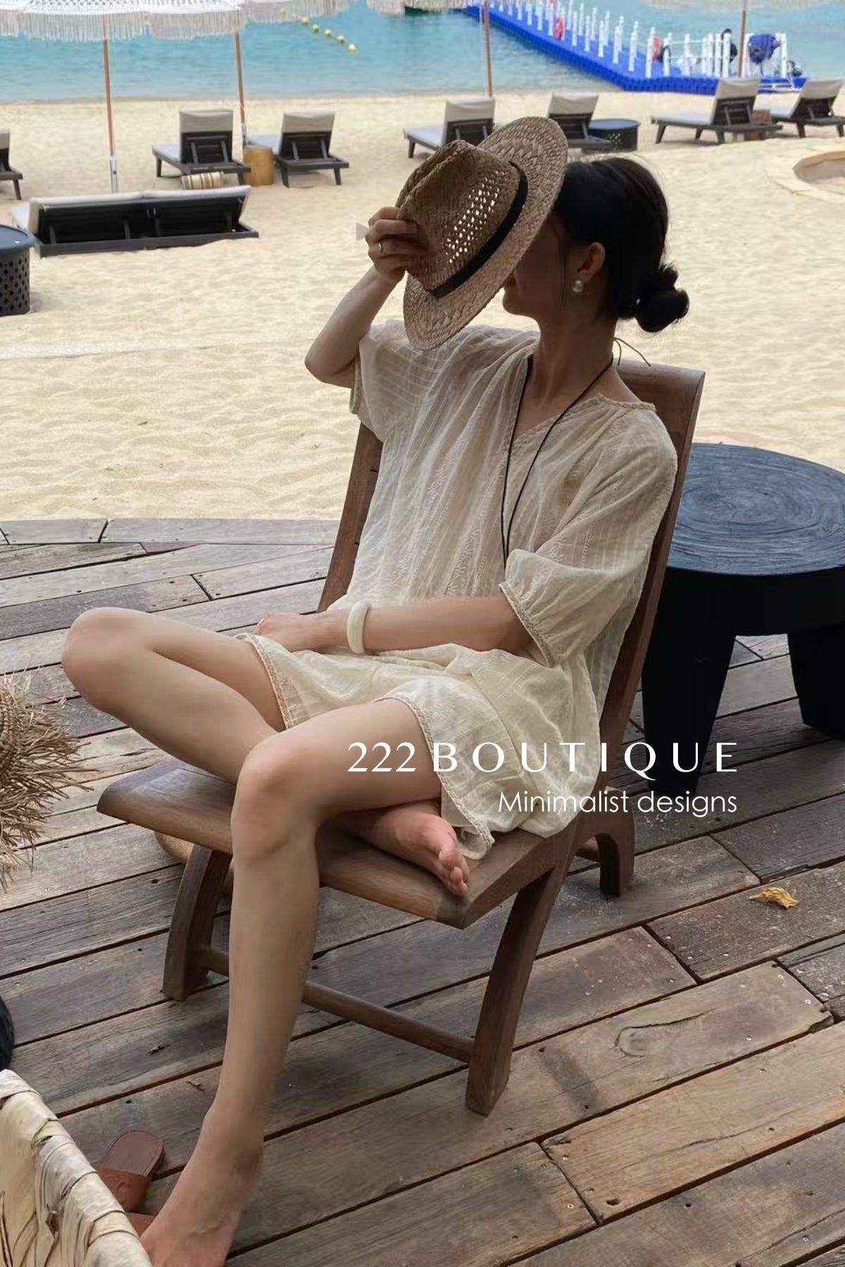 15v27 Embroidered cotton set – resort-ready softness