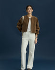 17a22 Short leather jacket with stand collar