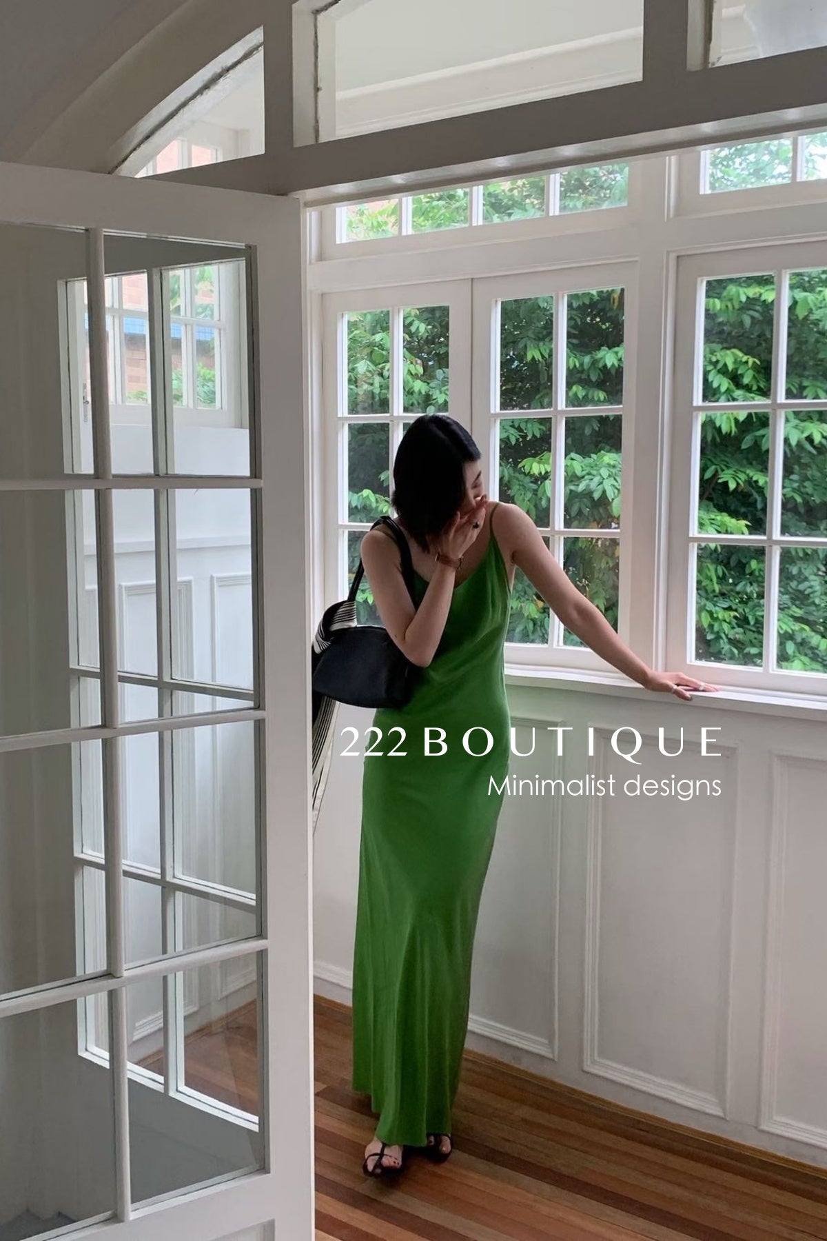 15v34 Silk slip dress – bold color, sleek silhouette
