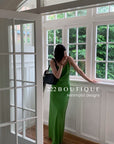 15v34 Silk slip dress – bold color, sleek silhouette