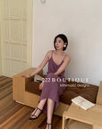 15v34 Silk slip dress – bold color, sleek silhouette