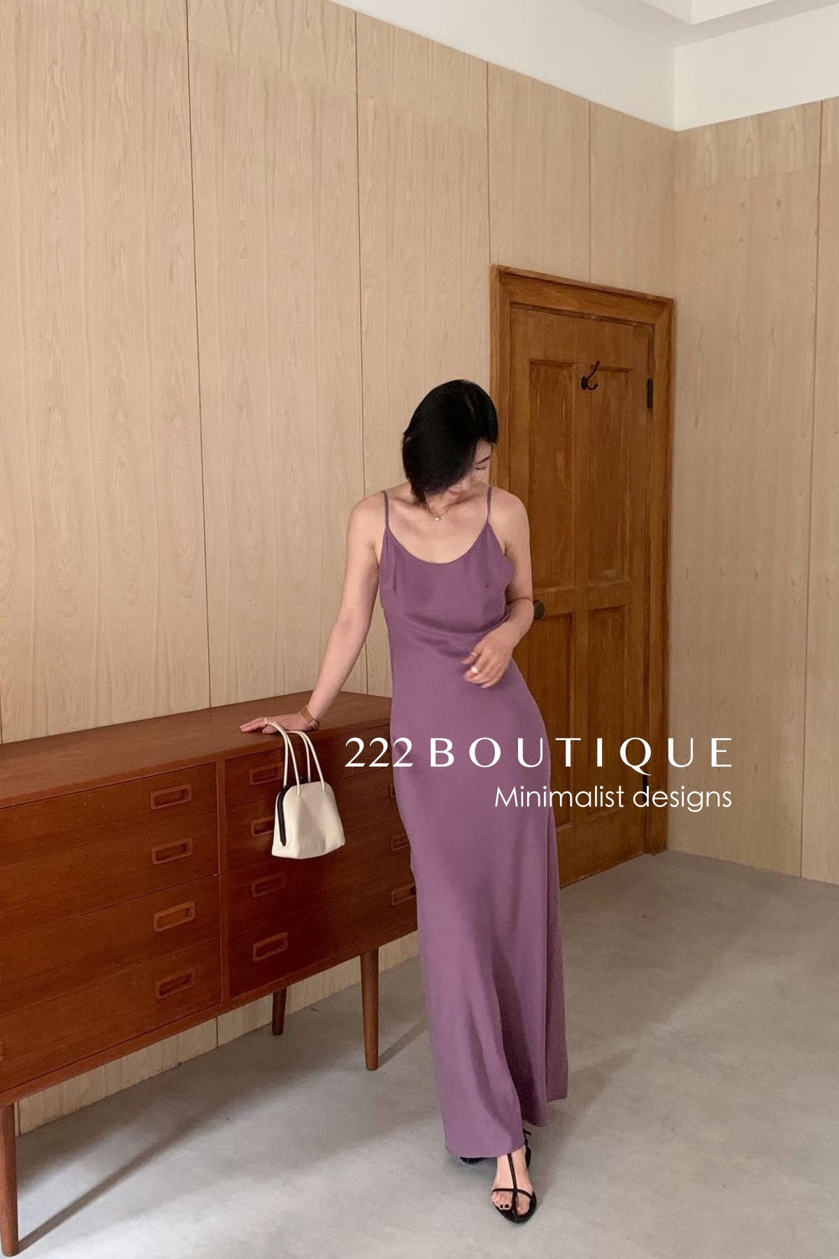 15v34 Silk slip dress – bold color, sleek silhouette