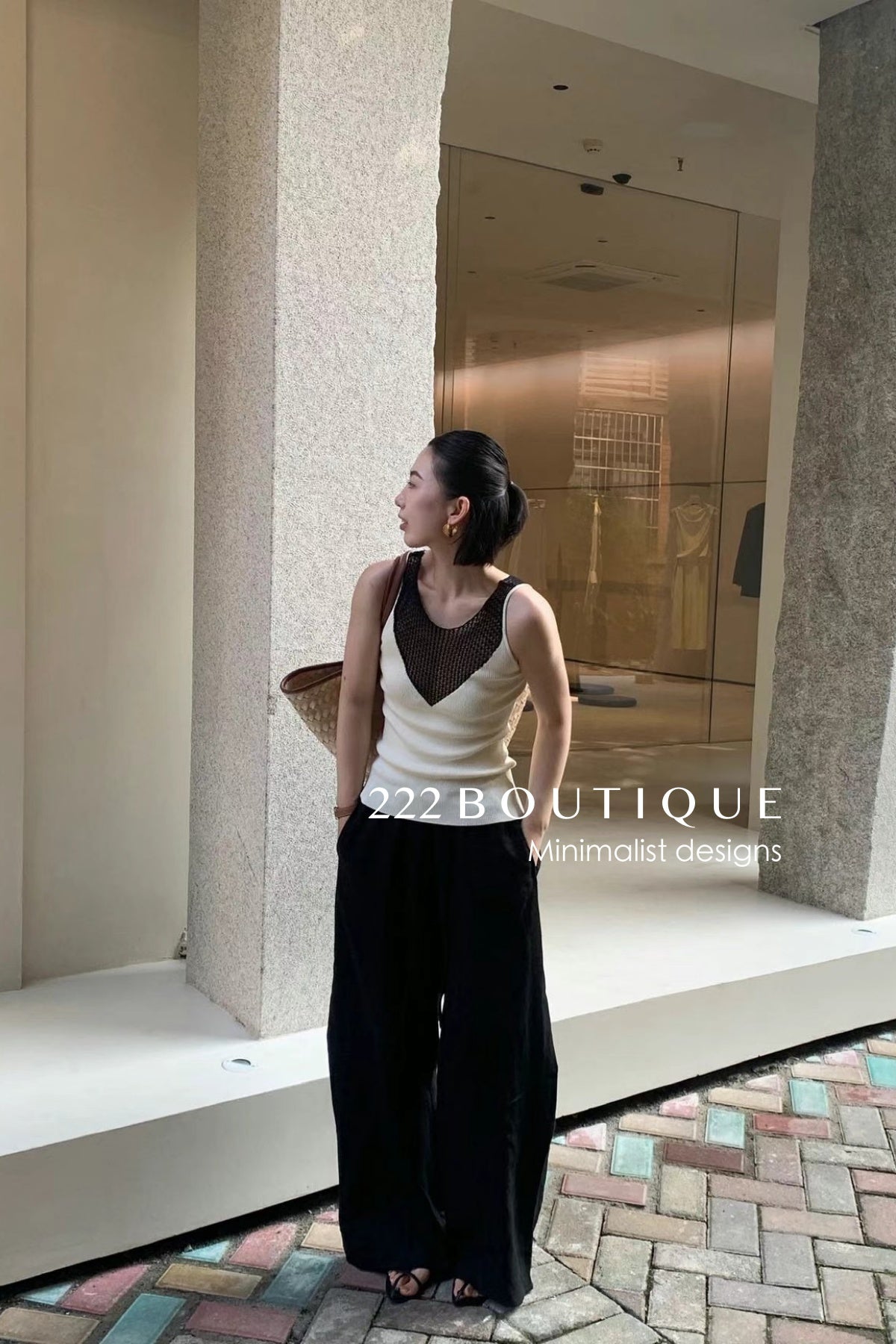 15a62 Mesh panel knit top – cropped, structured, and striking
