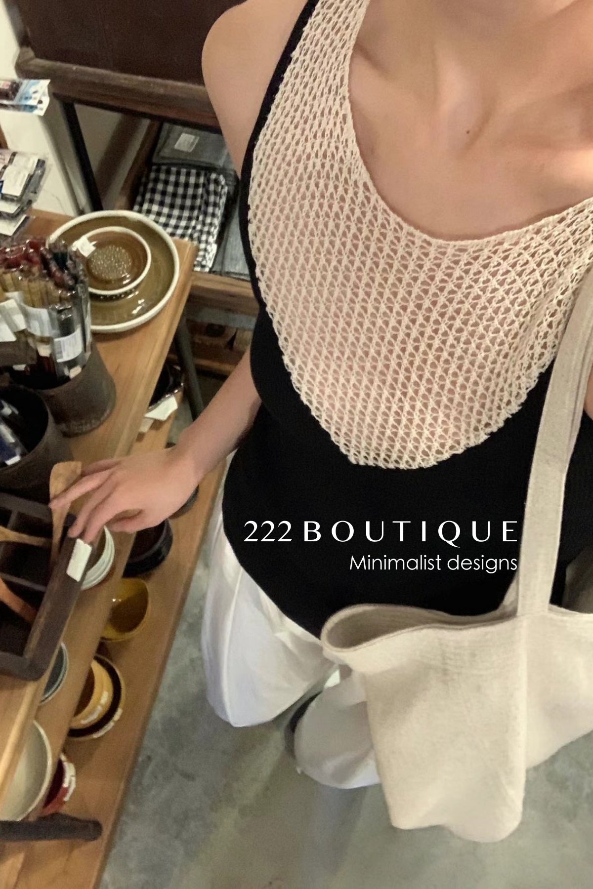 15a62 Mesh panel knit top – cropped, structured, and striking