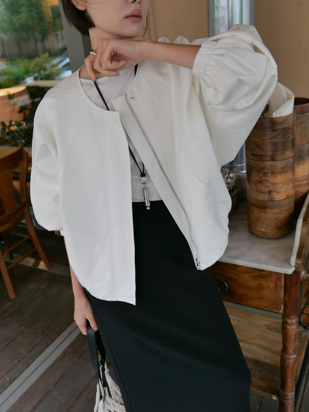 17a25 Basic round-neck jacket