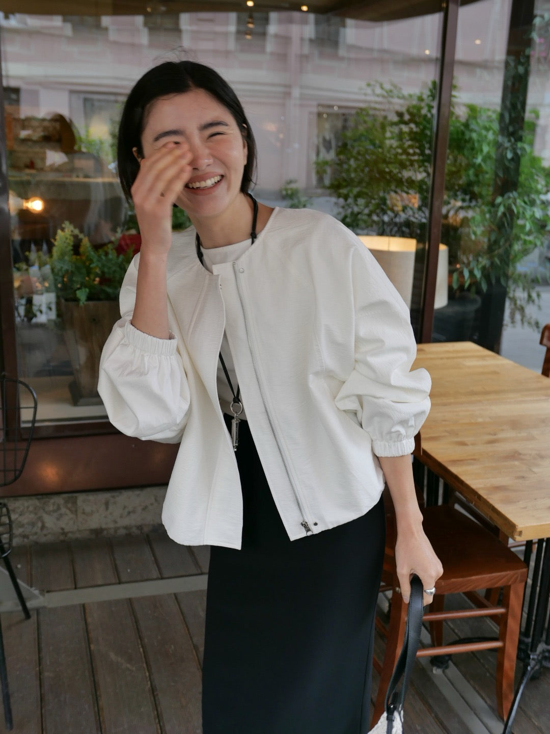 17a25 Basic round-neck jacket