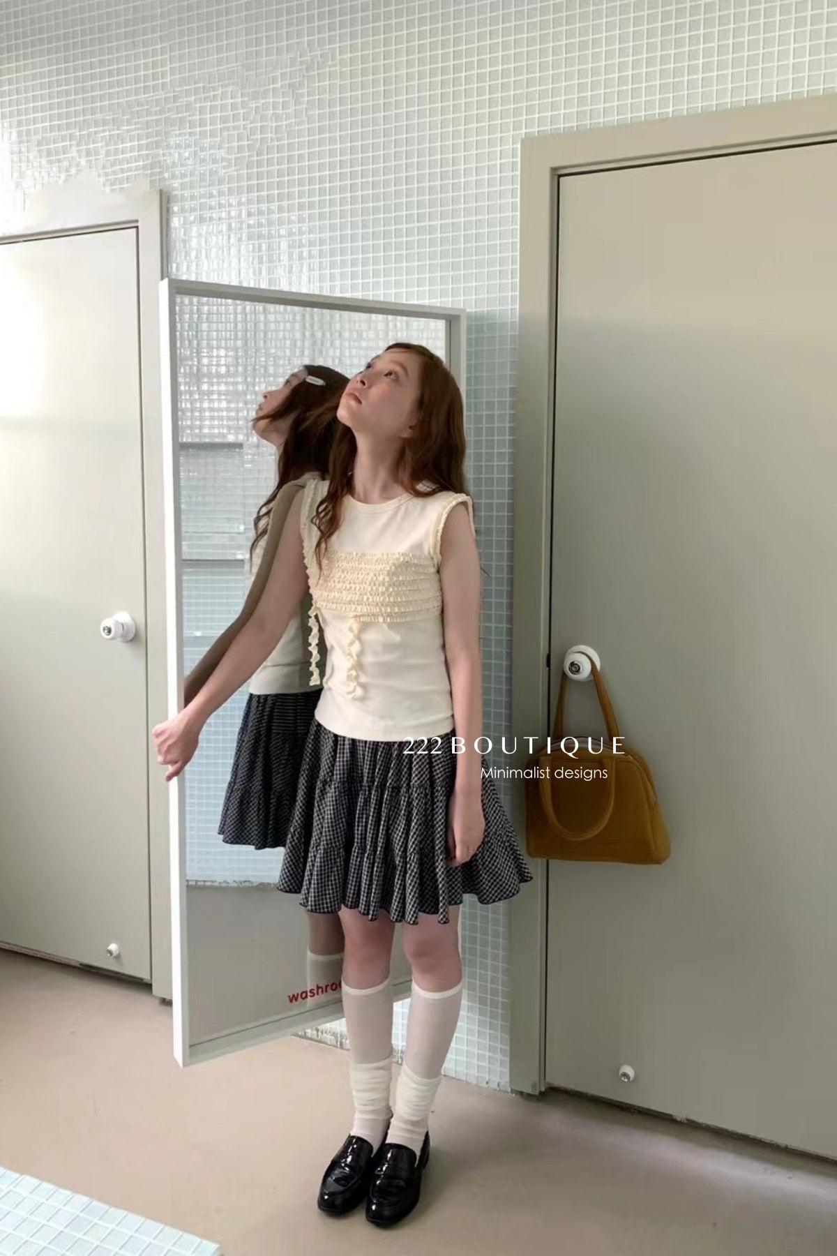 15v37 Tiered gingham skirt – lightweight volume