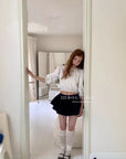 15a73 Lace-embroidered cropped blouse – retro charm