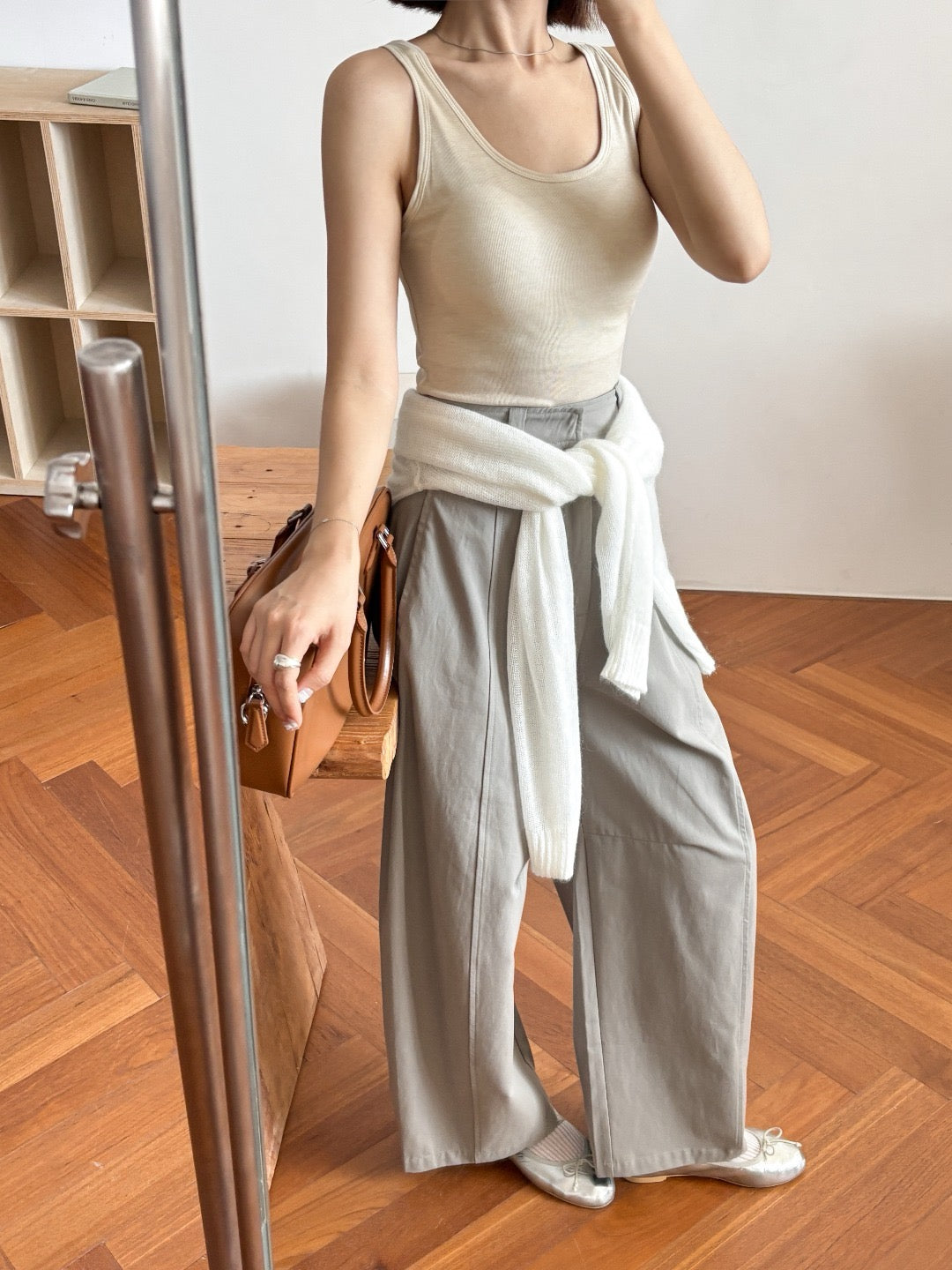 Cotton-cashmere cami with padded cups