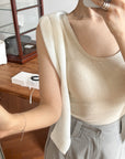 Cotton-cashmere cami with padded cups