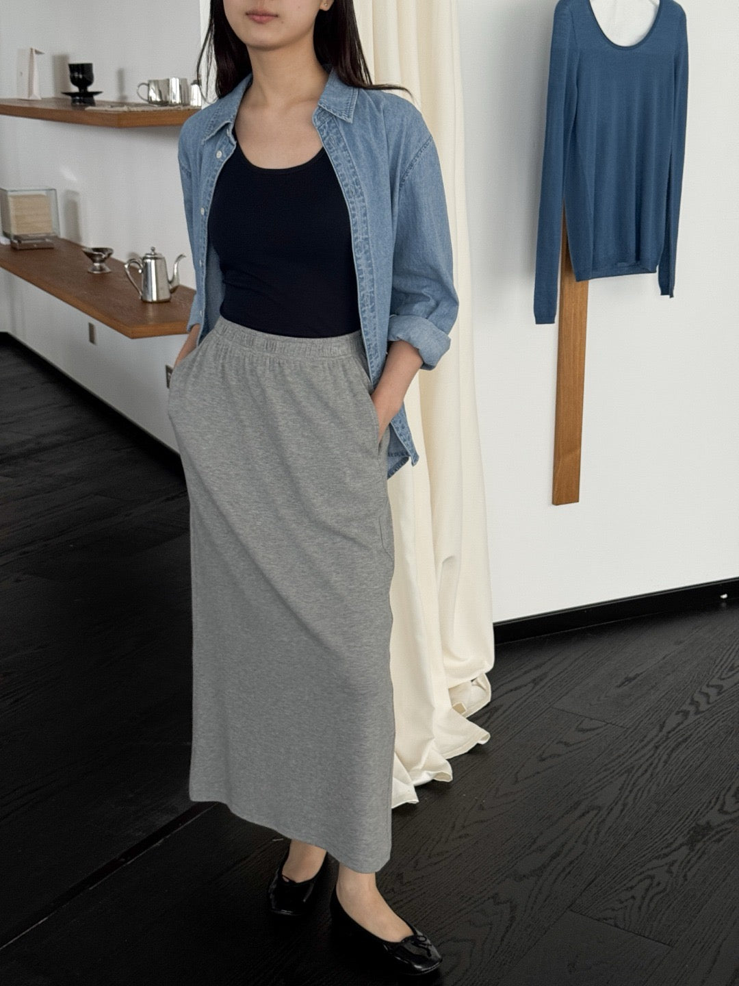 Cotton-cashmere cami with padded cups