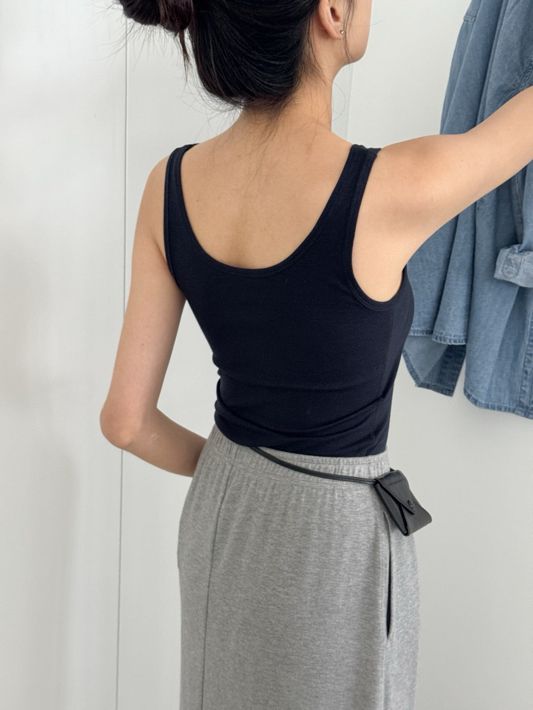 Cotton-cashmere cami with padded cups