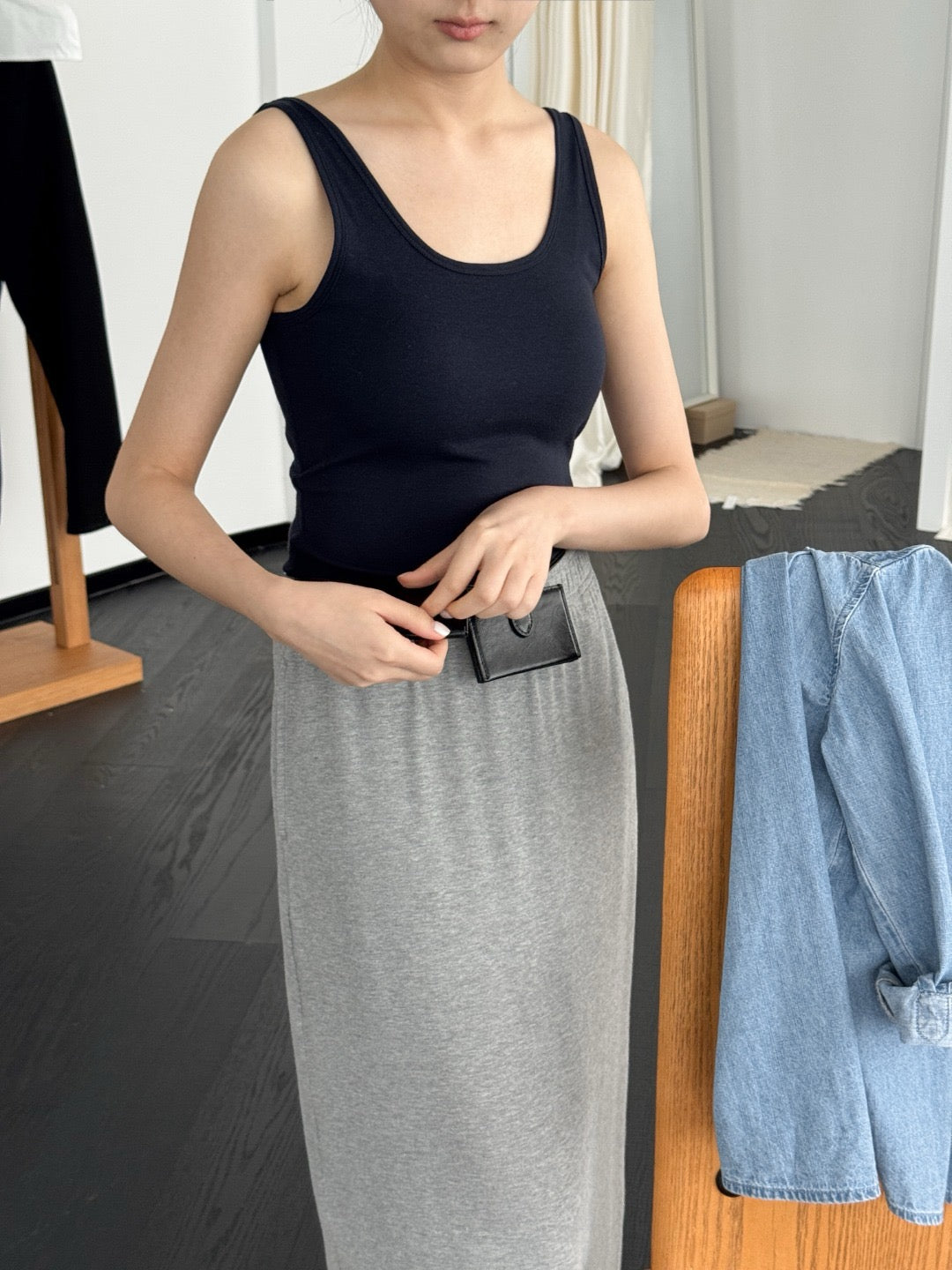 Cotton-cashmere cami with padded cups