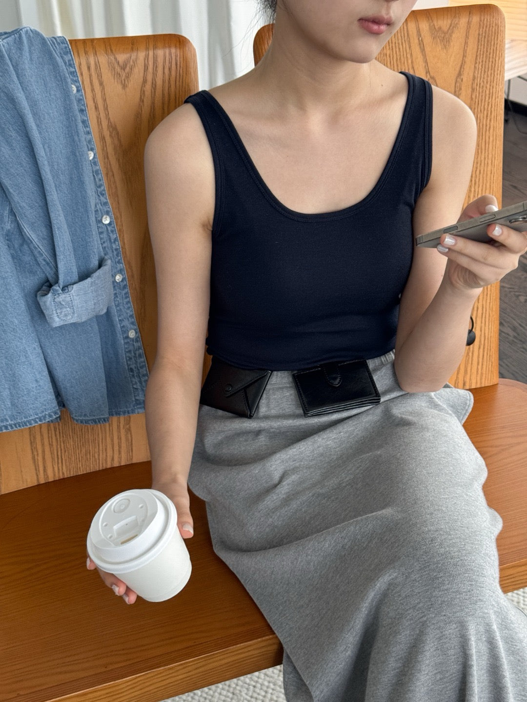 Cotton-cashmere cami with padded cups