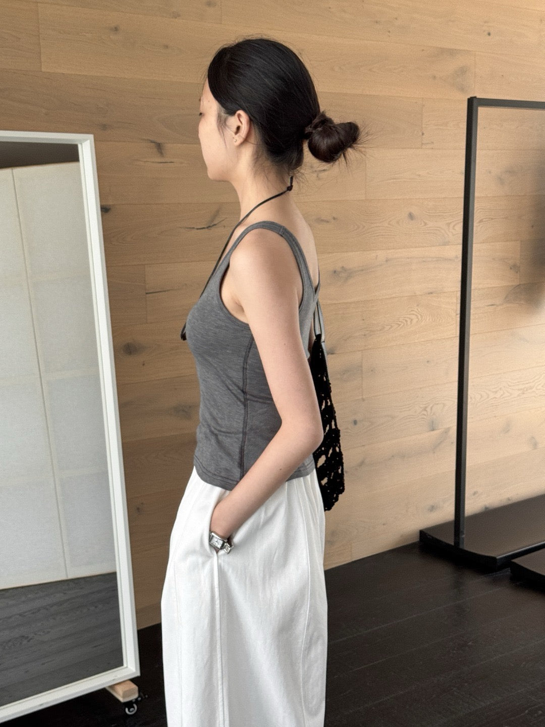 Cotton-cashmere cami with padded cups
