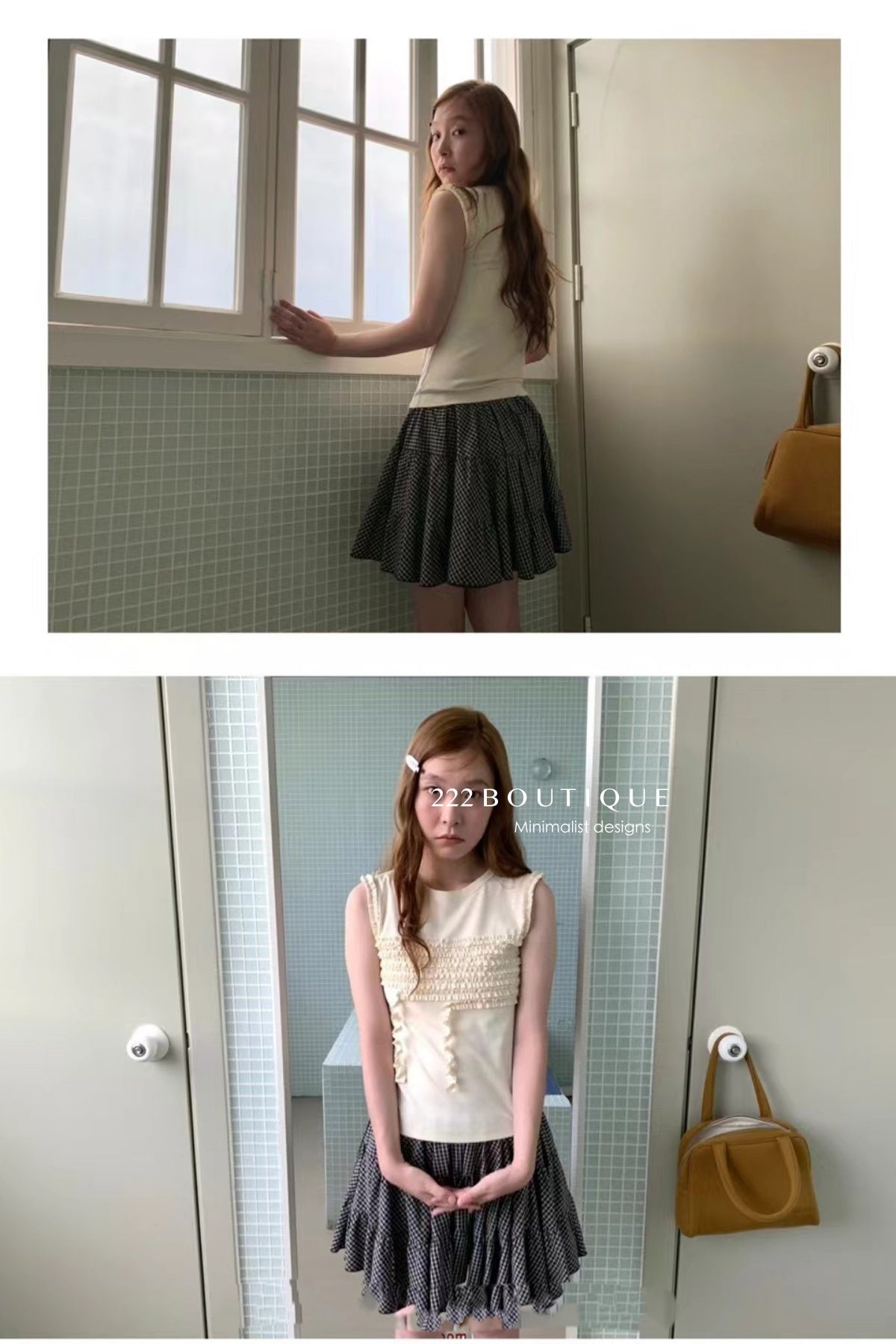 15a75 Pleated ribbon knit top – soft detail, clean silhouette