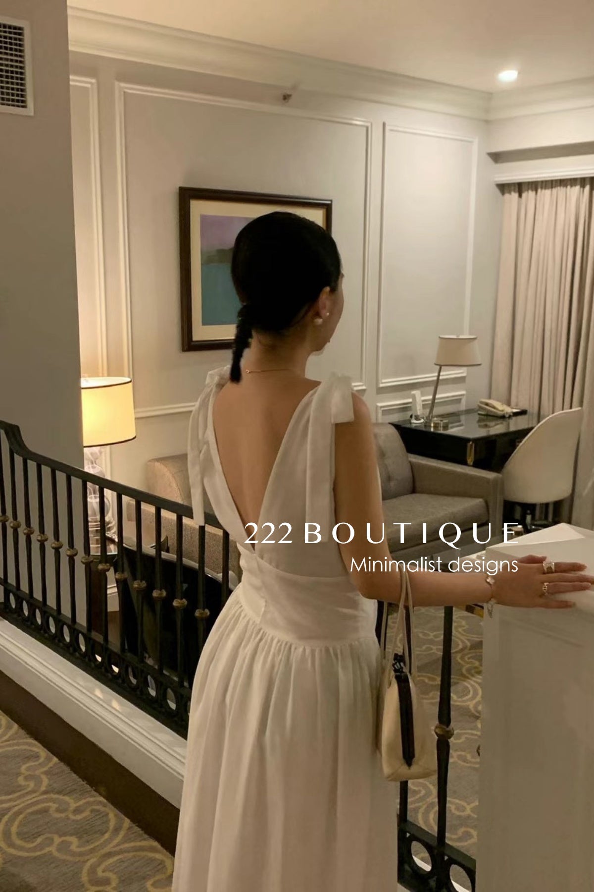 15v29 Embroidered ribbon-strap dress – soft white