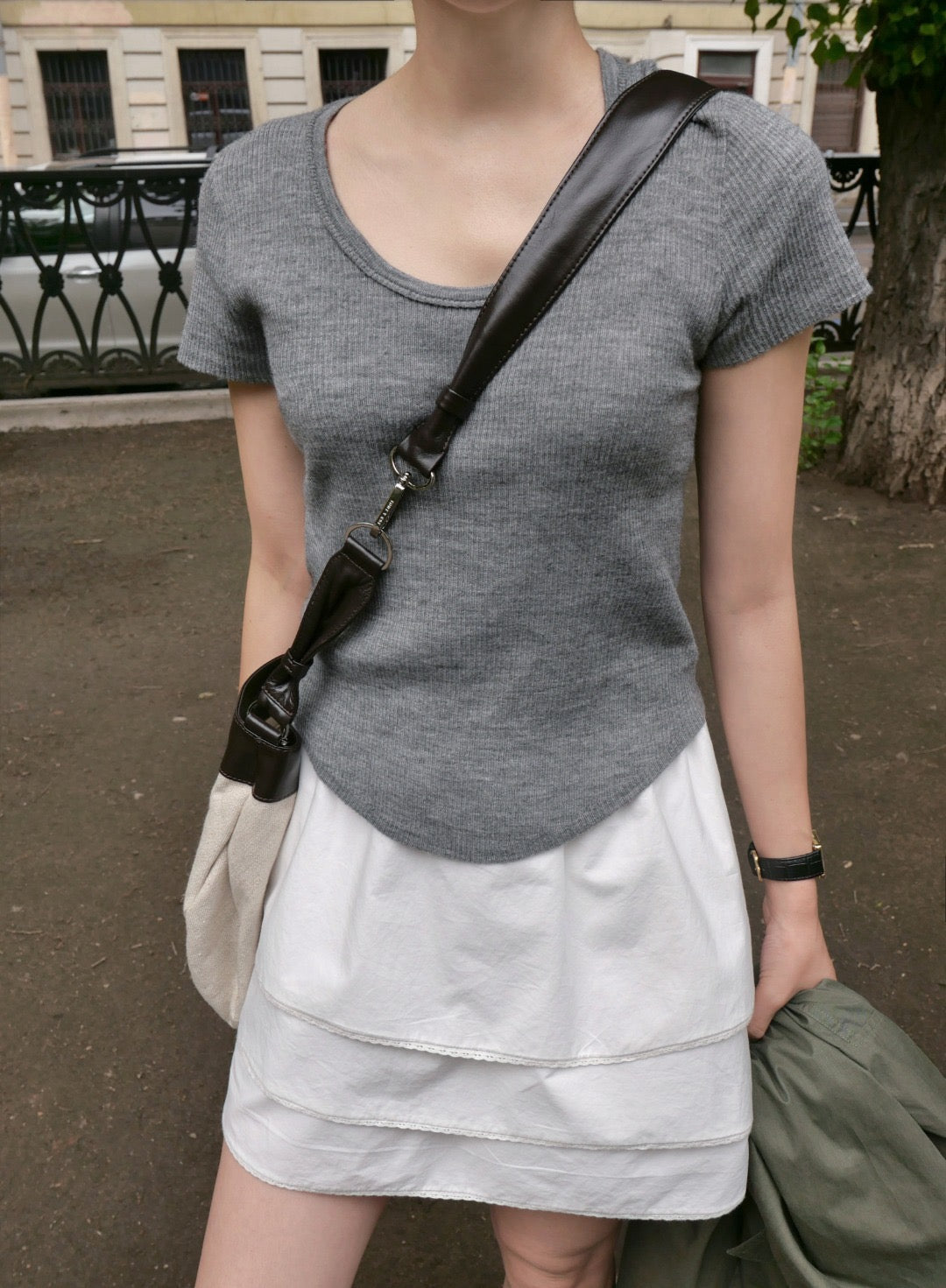 17v1 Basic pleated mini skirt