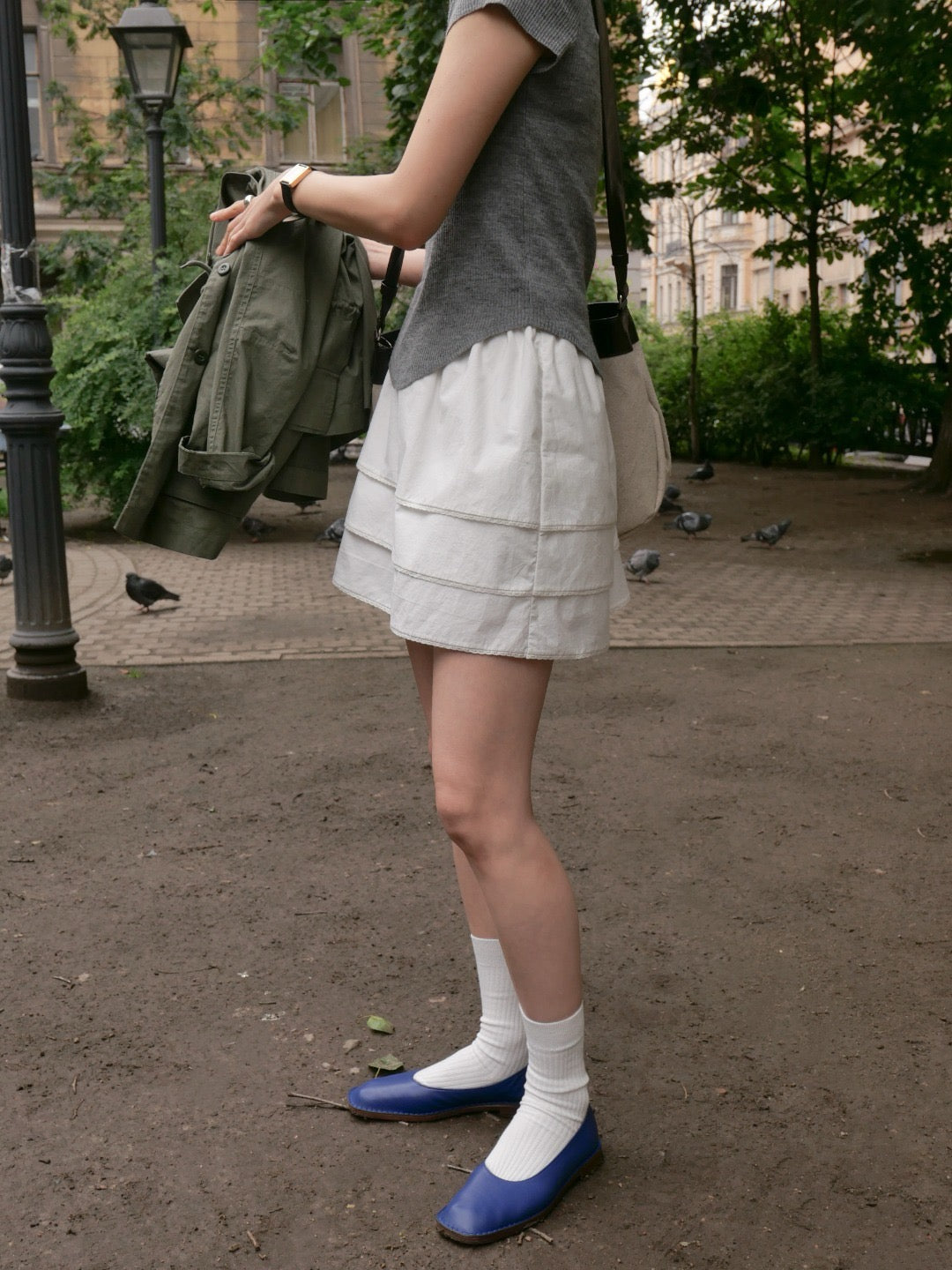 17v1 Basic pleated mini skirt