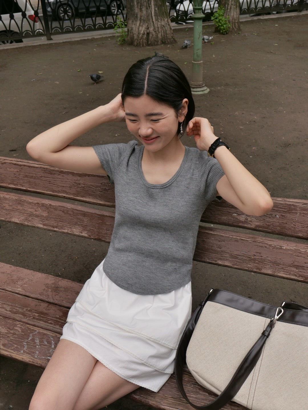 17v1 Basic pleated mini skirt